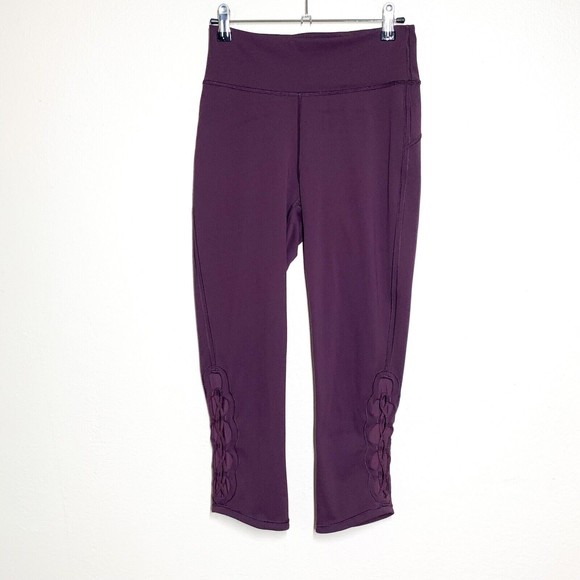 Lululemon Tied To It Crop 21" Black Cherry 6 Leggings Full-On Luxtreme W6AJHS - Picture 1 of 7